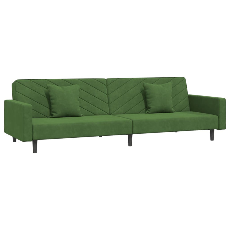 Canapea extensibilă cu 2 locuri, 2 perne, verde închis catifea