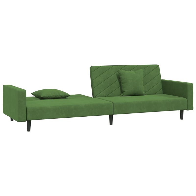 Canapea extensibilă cu 2 locuri, 2 perne, verde închis catifea