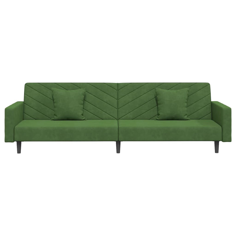 Canapea extensibilă cu 2 locuri, 2 perne, verde închis catifea