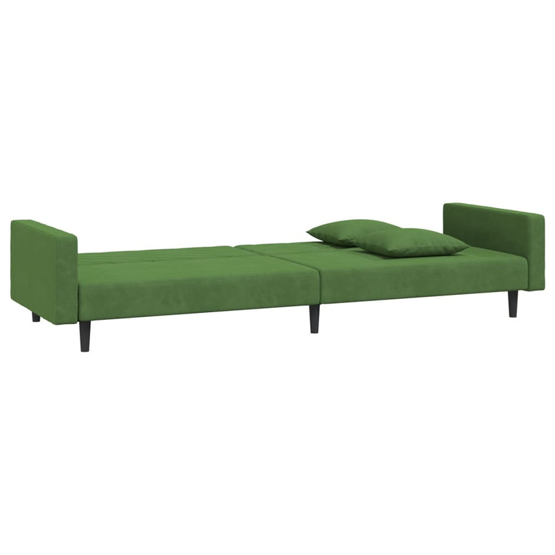 Canapea extensibilă cu 2 locuri, 2 perne, verde închis catifea