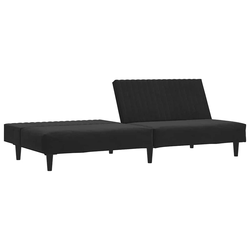 Canapea extensibilă cu 2 locuri, negru, catifea