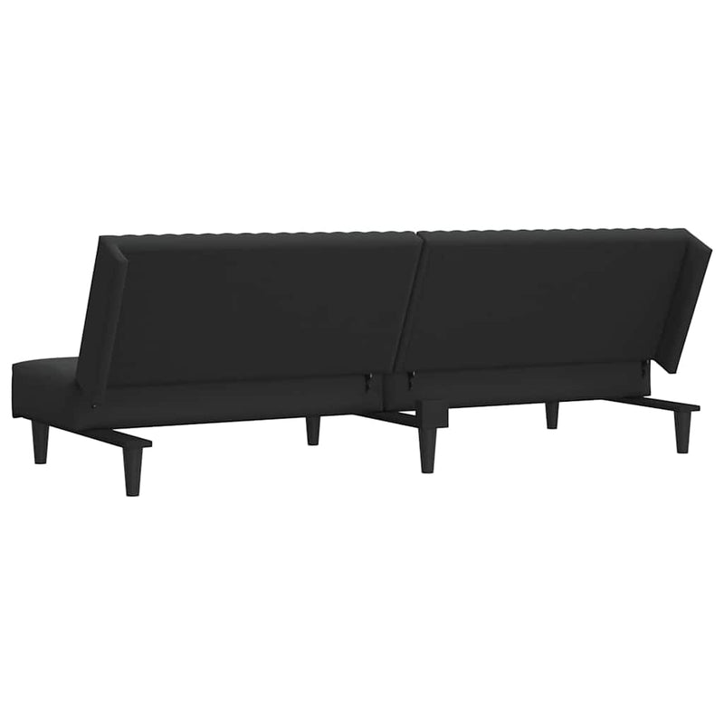 Canapea extensibilă cu 2 locuri, negru, catifea