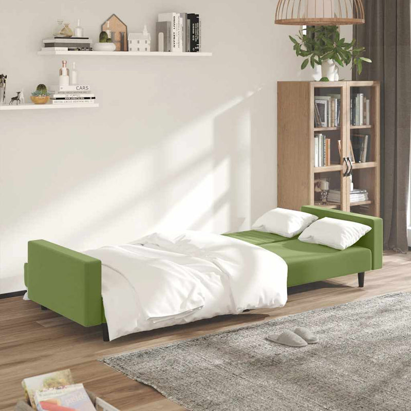 Canapea extensibilă cu 2 locuri, verde deschis, catifea