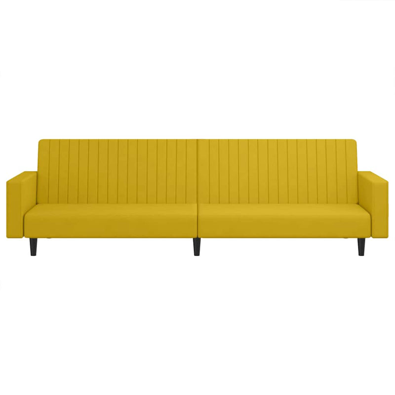 Canapea extensibilă cu 2 locuri, galben, catifea