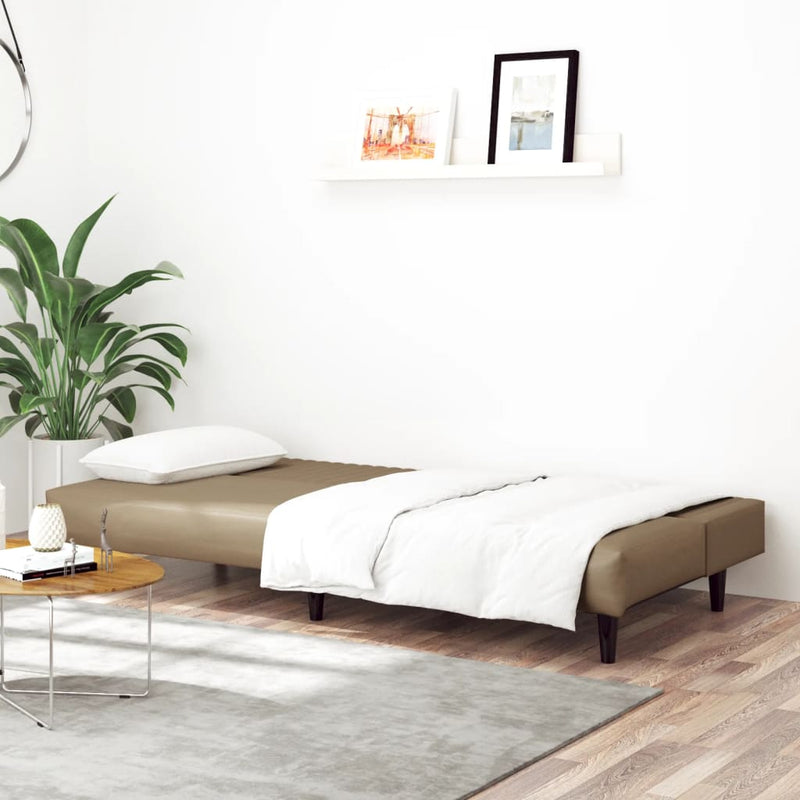 Canapea extensibilă cu 2 locuri, cappuccino, piele ecologică