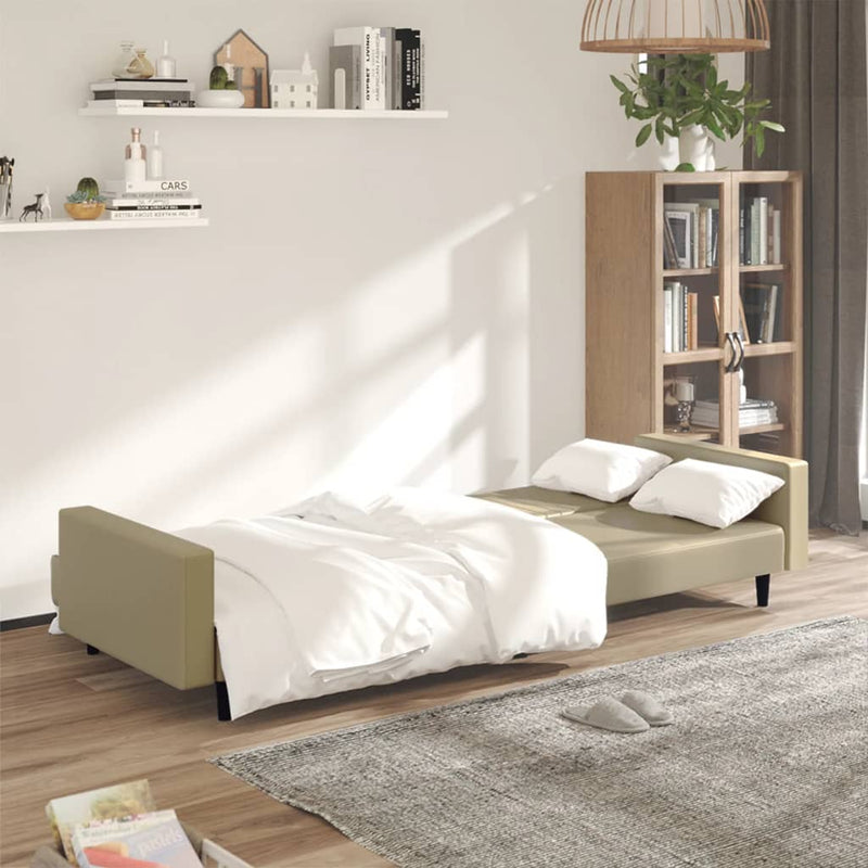 Canapea extensibilă cu 2 locuri, cappuccino, piele ecologică