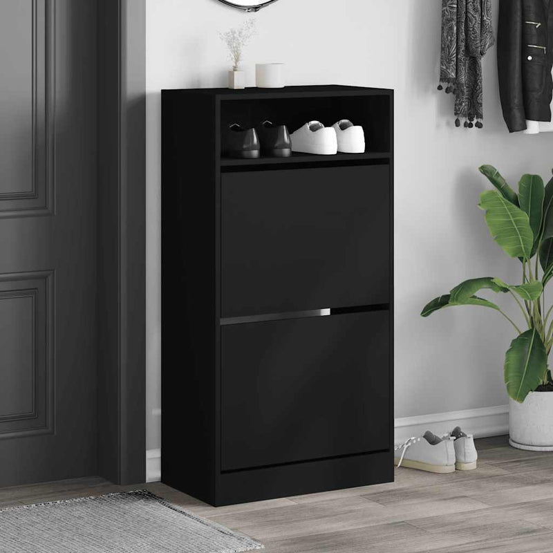 Pantofar, negru, 60x34x116 cm, lemn compozit