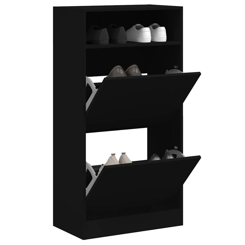 Pantofar, negru, 60x34x116 cm, lemn compozit