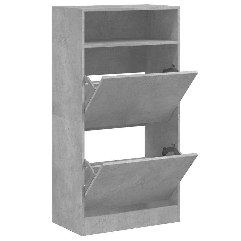Pantofar, gri beton, 60x34x116 cm, lemn compozit