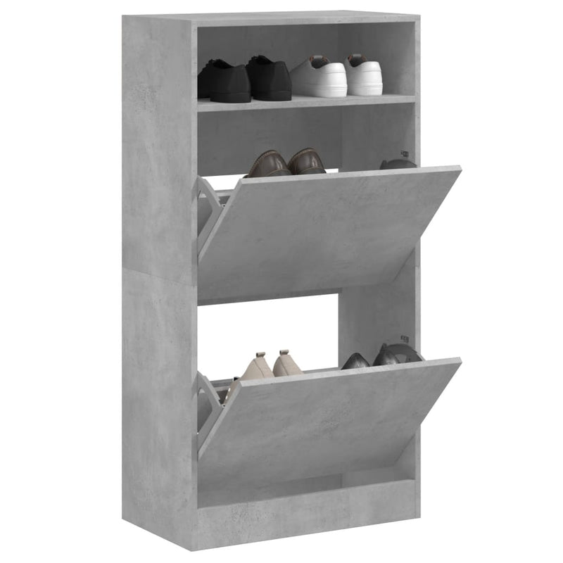 Pantofar, gri beton, 60x34x116 cm, lemn compozit