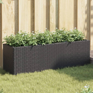 Jardinieră grădină cu 3 ghivece, negru, 105x30x32 cm poliratan