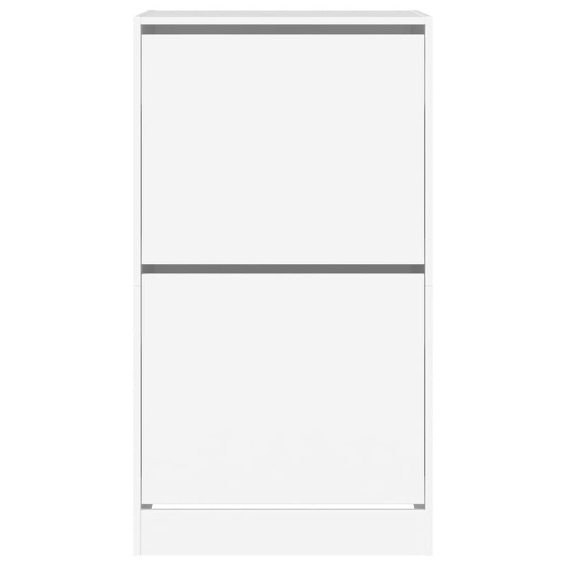 Dulap de pantofi cu 2 sertare rabatabile, alb, 60x42x108 cm
