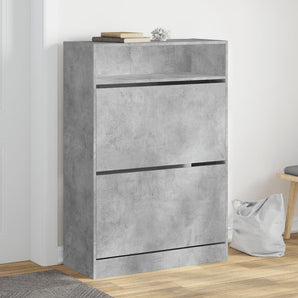 Dulap de pantofi 2 sertare rabatabile, gri beton, 80x34x116 cm