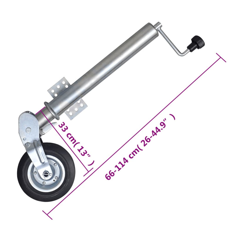 Roată manevră remorcă 60 mm 2 tub susținere/2 cleme despicate