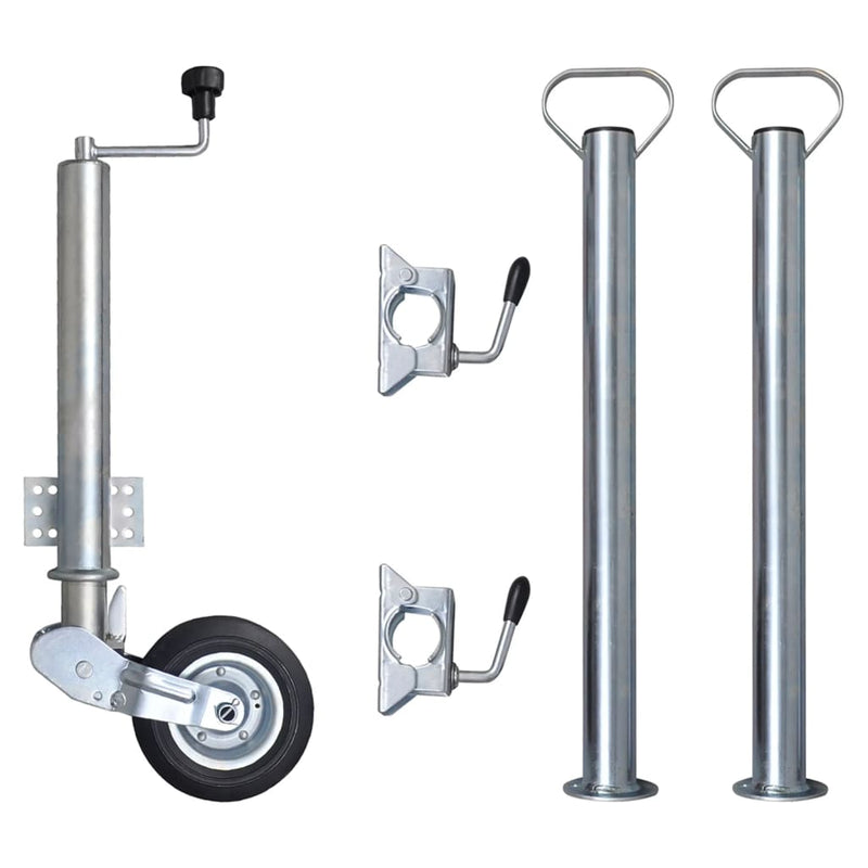 Roată manevră remorcă 60 mm 2 tub susținere/2 cleme despicate