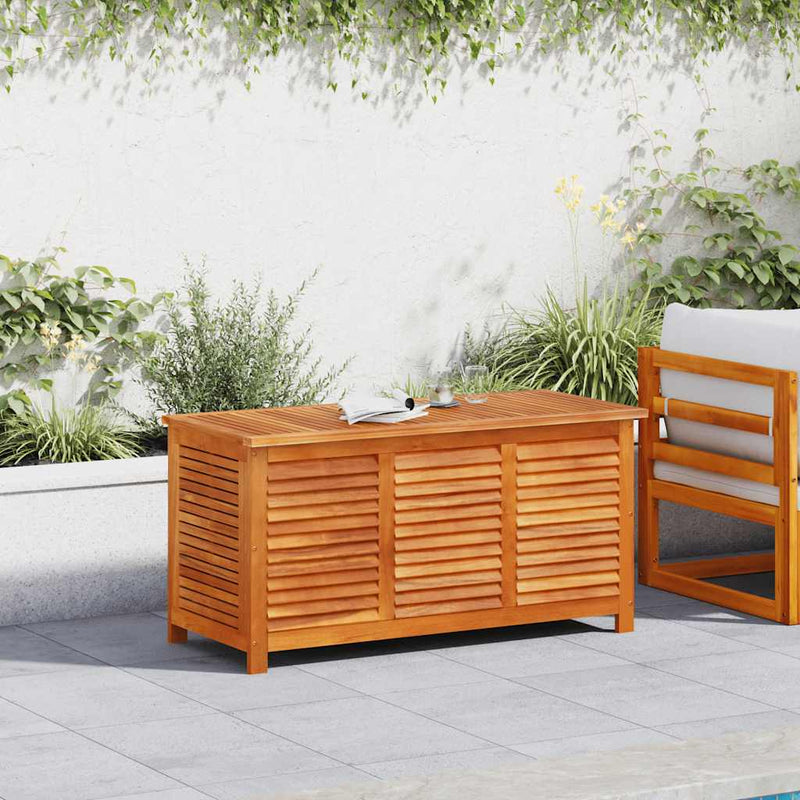 Ladă depozitare grădină cu grilaj 113x50x56cm lemn masiv acacia