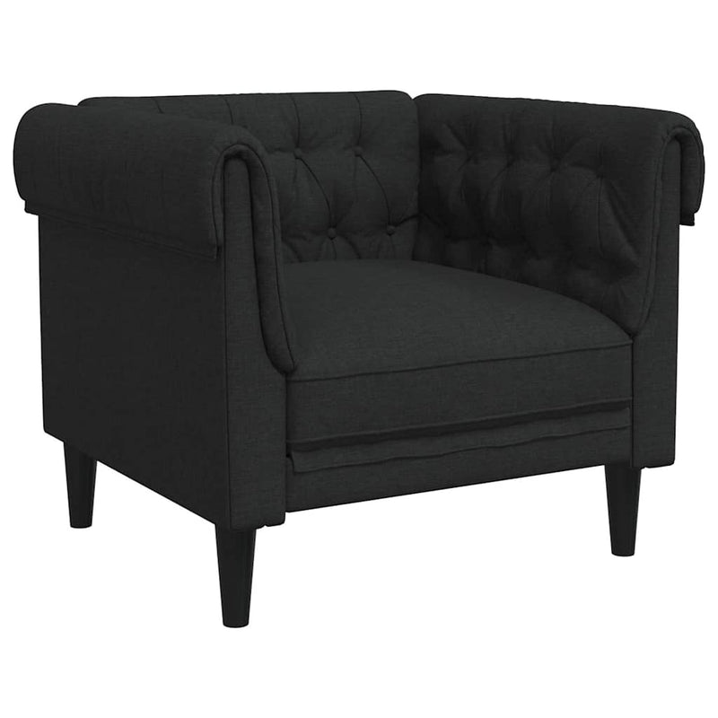 Fotoliu Chesterfield, negru, material textil