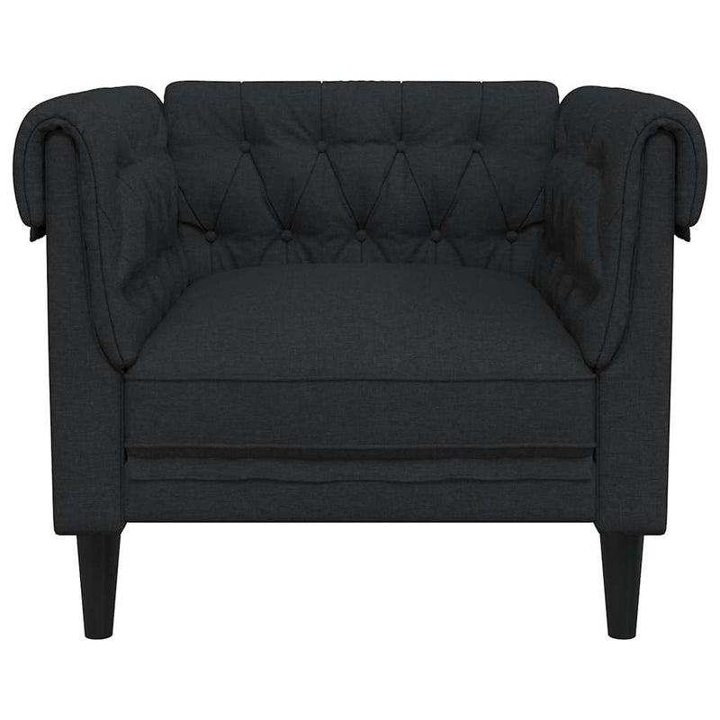 Fotoliu Chesterfield, negru, material textil