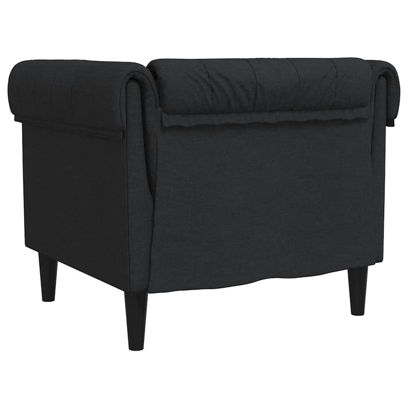 Fotoliu Chesterfield, negru, material textil