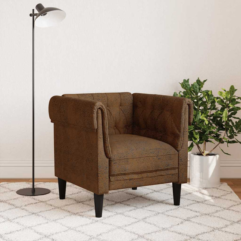 Fotoliu Chesterfield, maro, material textil