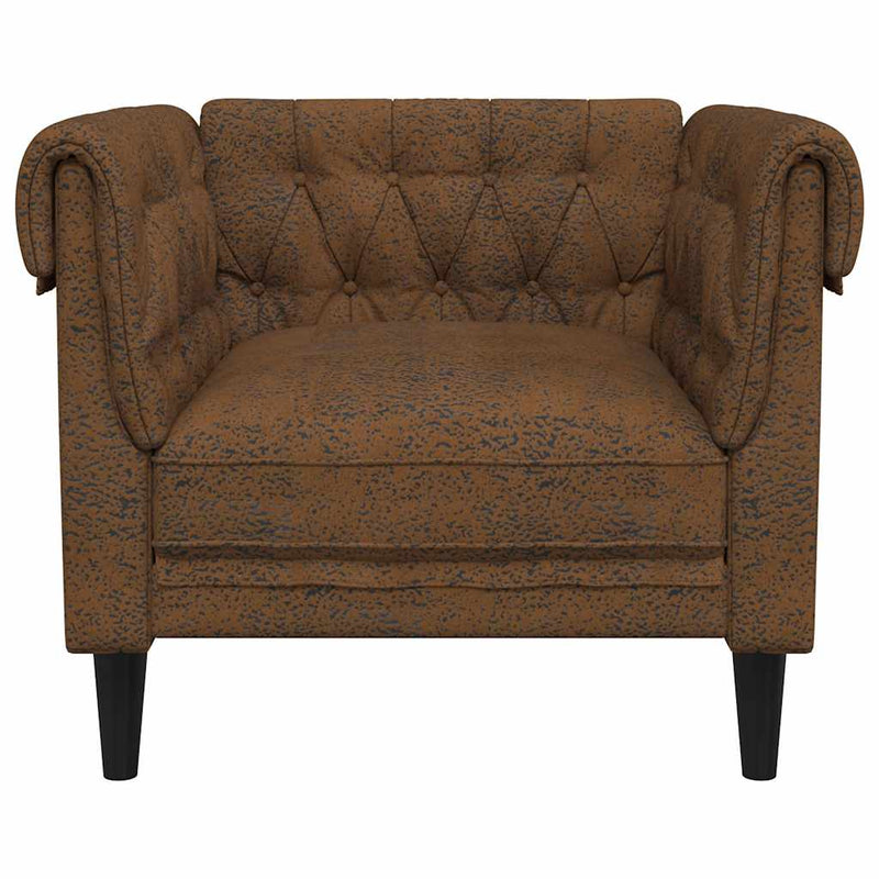 Fotoliu Chesterfield, maro, material textil