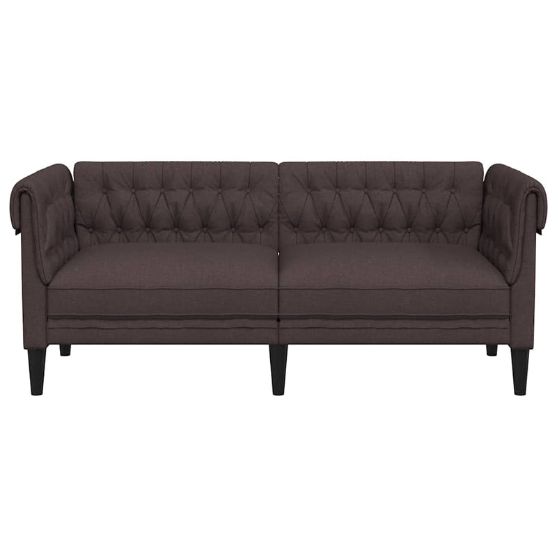 Canapea Chesterfield cu 2 locuri, maro închis, material textil