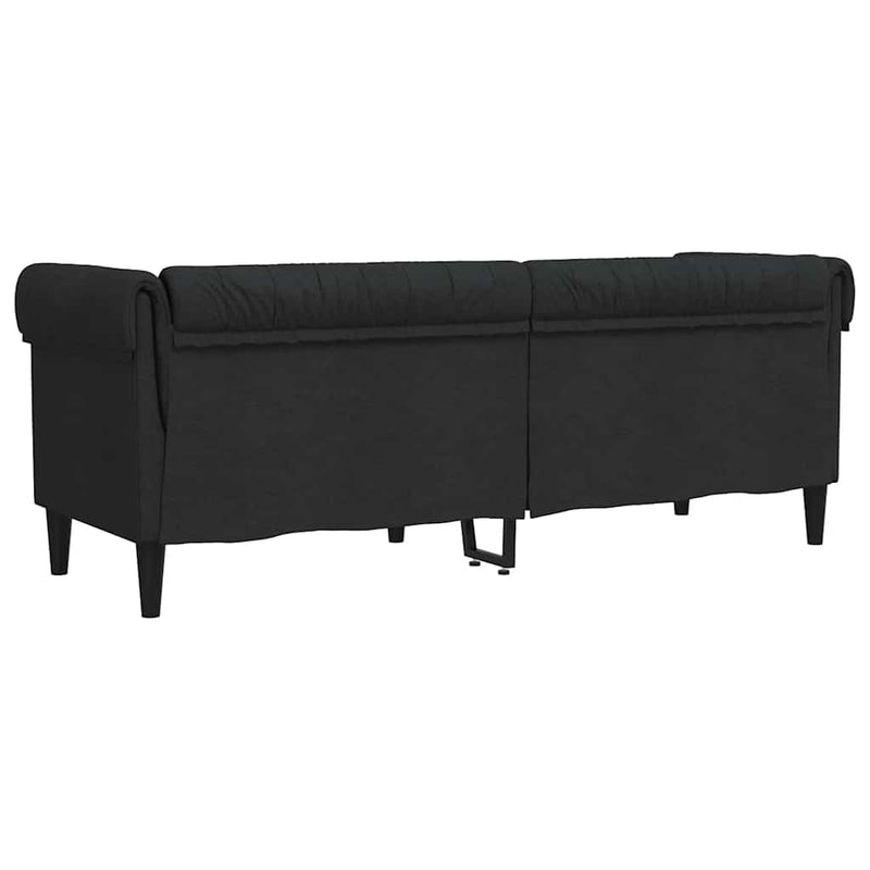 Canapea Chesterfield cu 3 locuri, negru, material textil