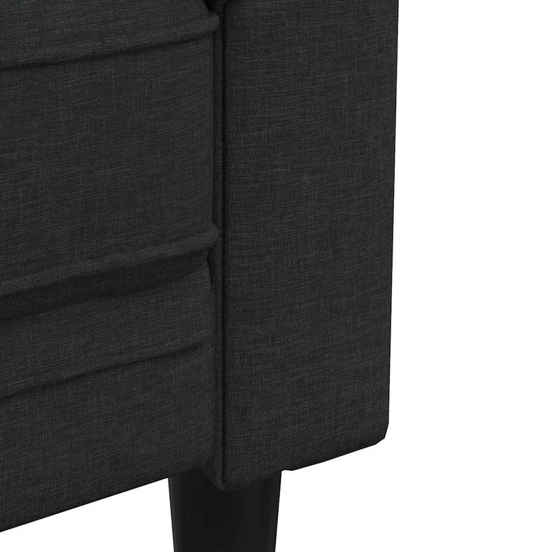 Canapea Chesterfield cu 3 locuri, negru, material textil