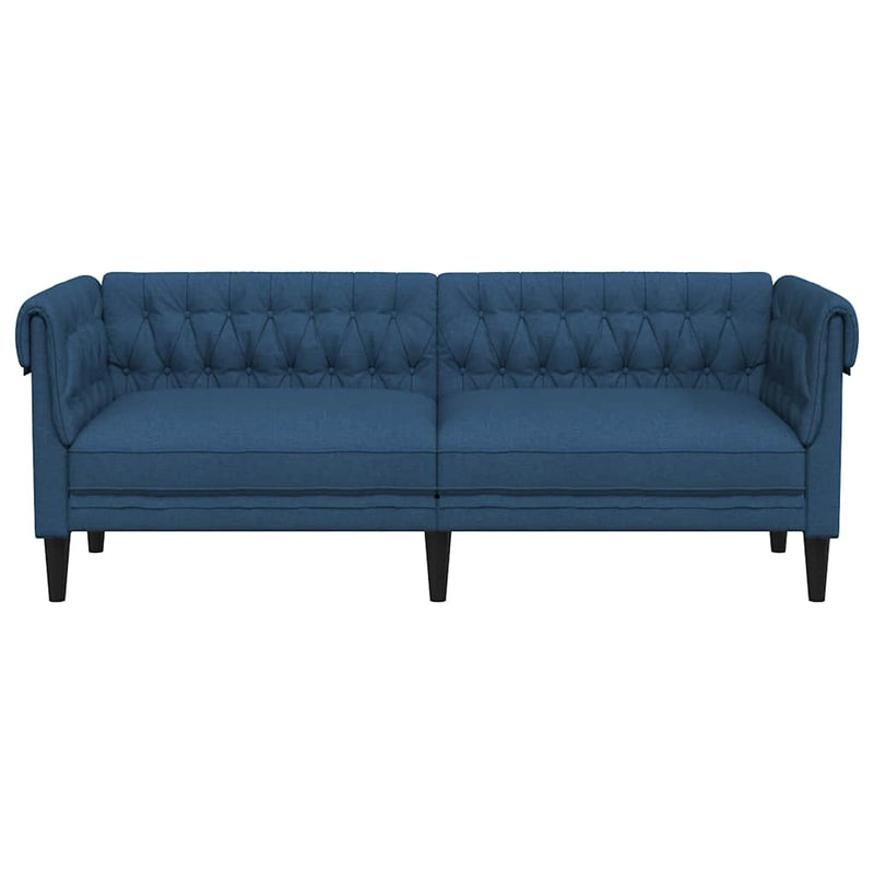 Canapea Chesterfield cu 3 locuri, albastru, material textil