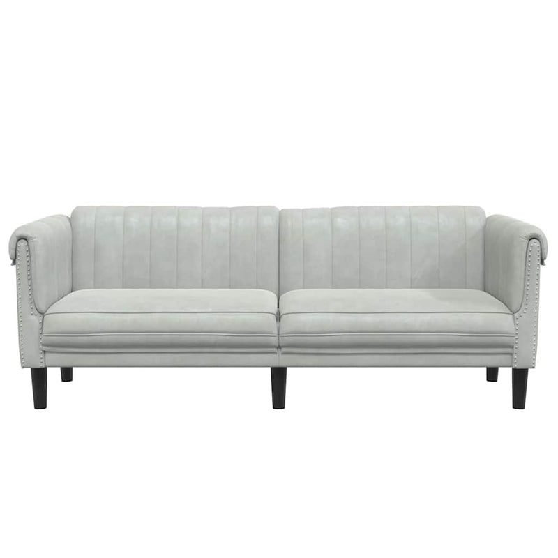 Canapea cu 3 locuri, gri deschis, material catifea