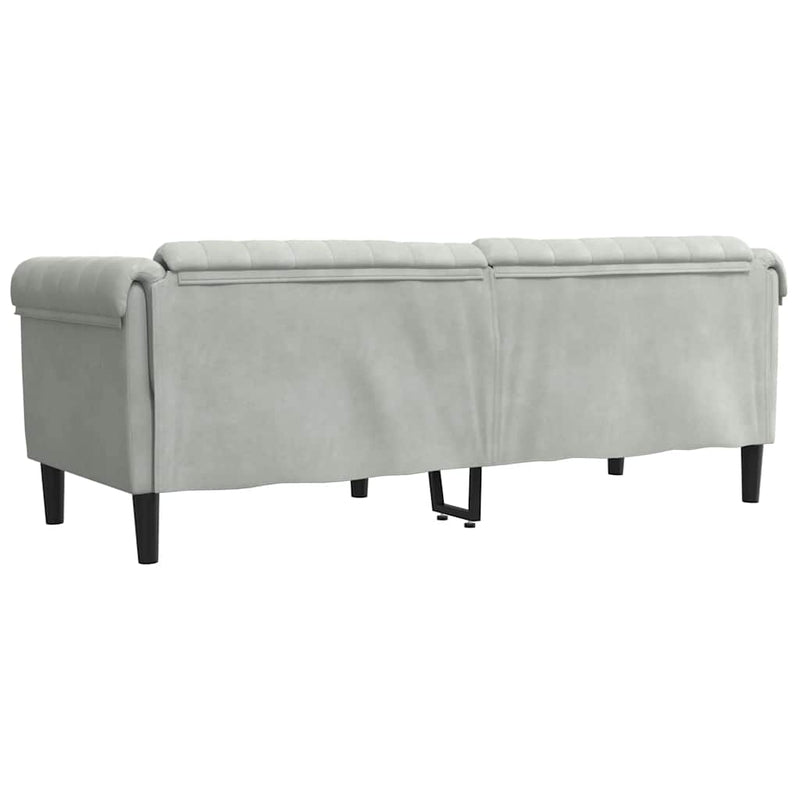 Canapea cu 3 locuri, gri deschis, material catifea