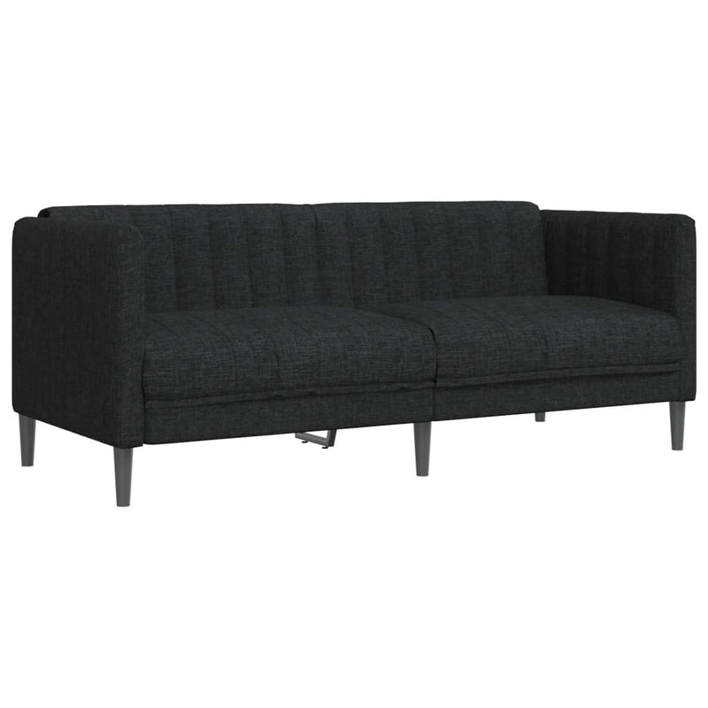 Canapea, 2 locuri, negru, material textil