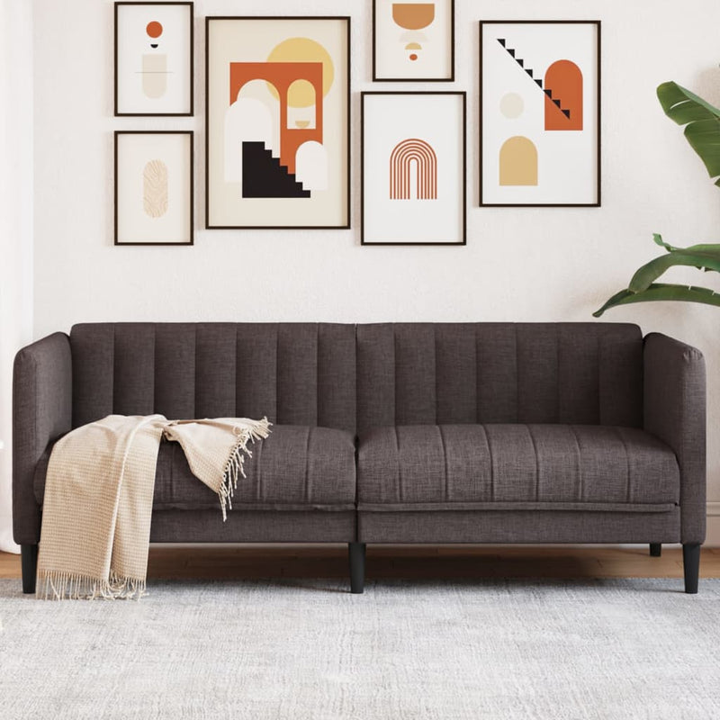 Canapea, 2 locuri, maro închis, material textil