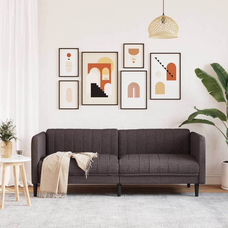 Canapea cu 3 locuri, maro închis, material textil