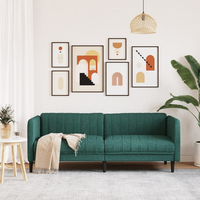 Canapea cu 3 locuri, verde închis, material textil