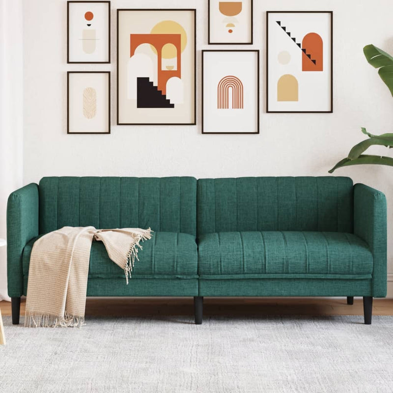 Canapea cu 3 locuri, verde închis, material textil
