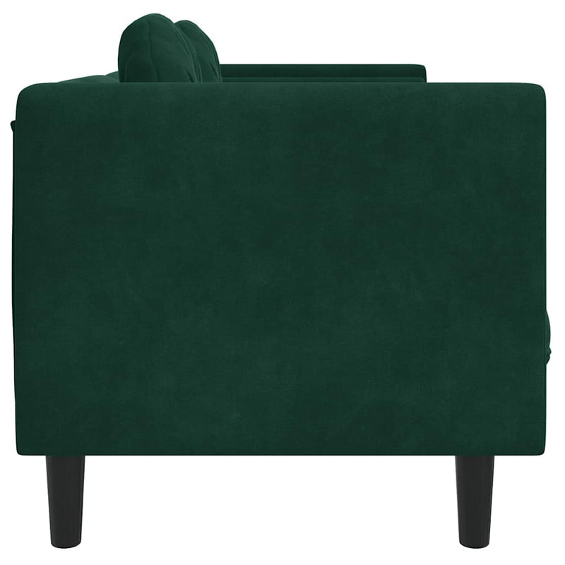 Canapea cu perne, 2 locuri, verde închis, catifea