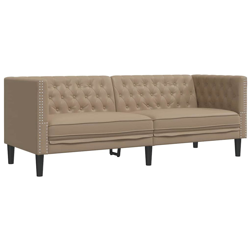 Canapea Chesterfield cu 3 locuri, cappuccino, piele ecologică