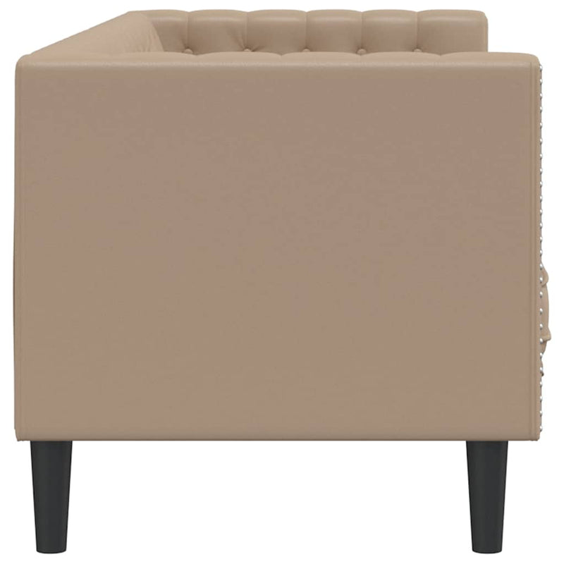Canapea Chesterfield cu 3 locuri, cappuccino, piele ecologică