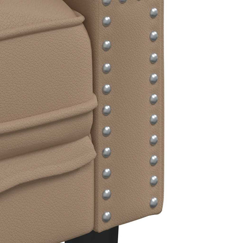 Canapea Chesterfield cu 3 locuri, cappuccino, piele ecologică