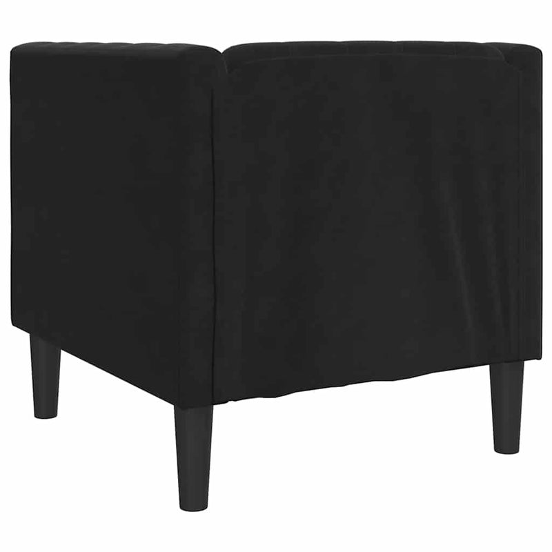 Fotoliu Chesterfield, negru, catifea