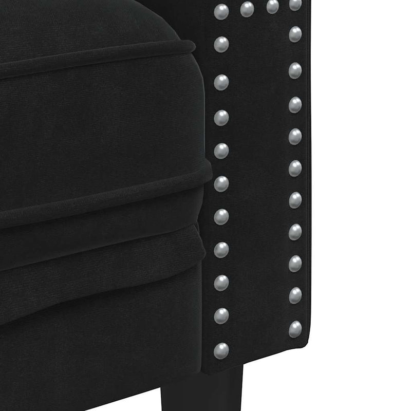 Fotoliu Chesterfield, negru, catifea