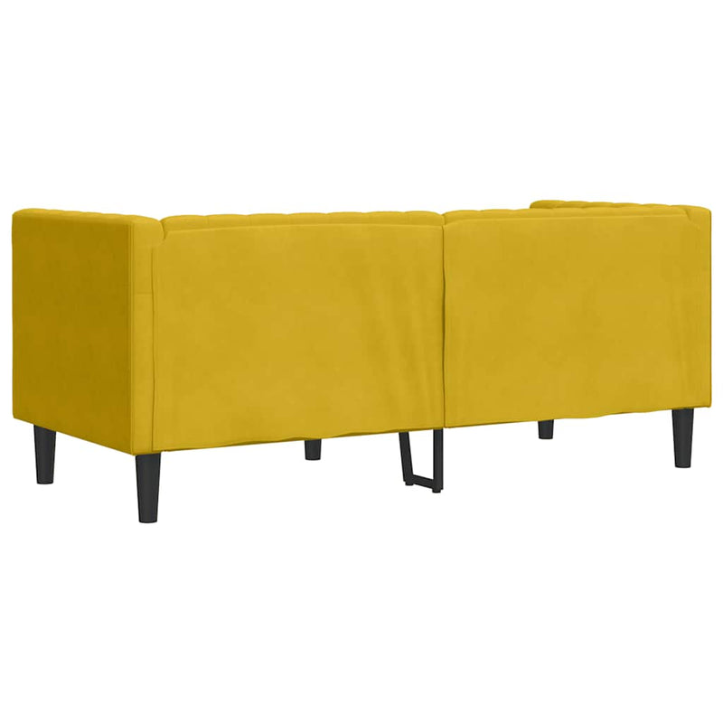 Canapea Chesterfield cu pernuțe/2 locuri, galben, catifea