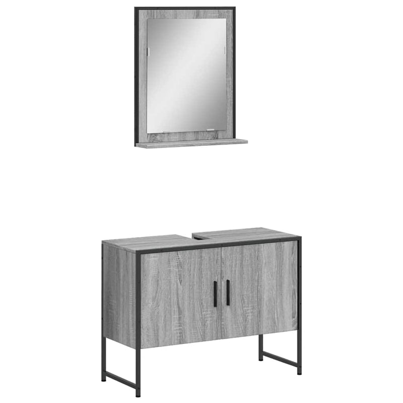 Set dulapuri Baie, 2 piese, gri sonoma, lemn prelucrat