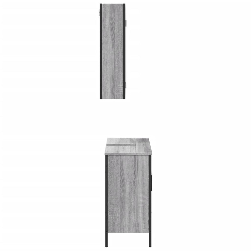 Set mobilier de baie, 2 piese, gri sonoma, lemn prelucrat