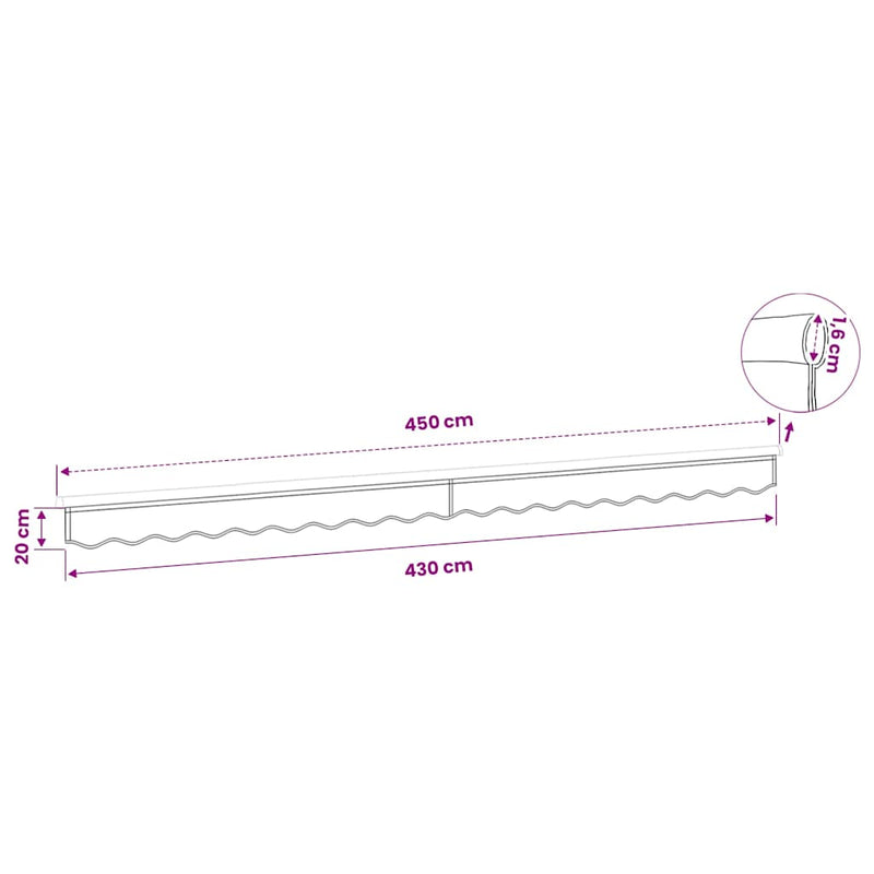 Pânză de rezervă fald copertină, antracit 450 cm dungi