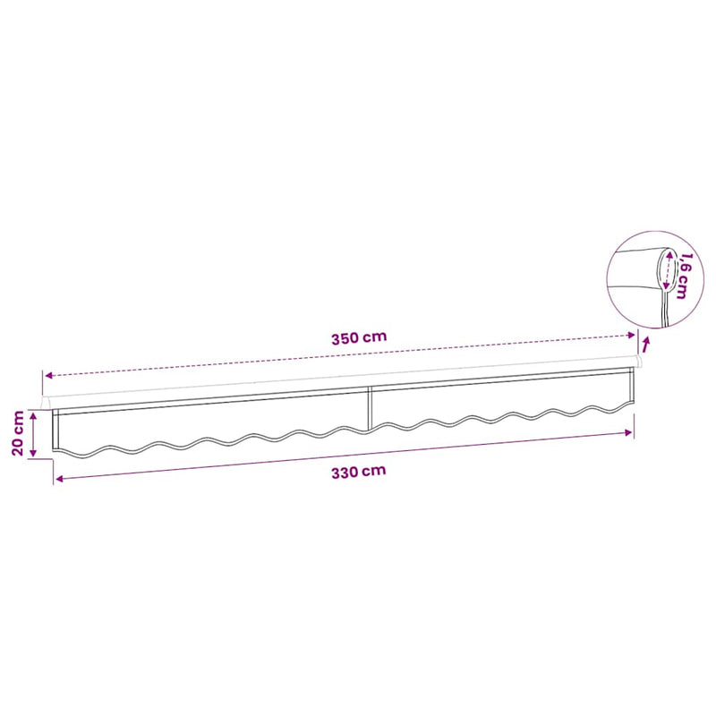 Pânză de rezervă fald copertină, dungi maro, 350 cm