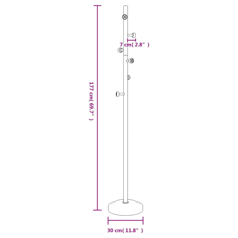 Cuier de haine, alb, 177 cm, fier vopsit electrostatic
