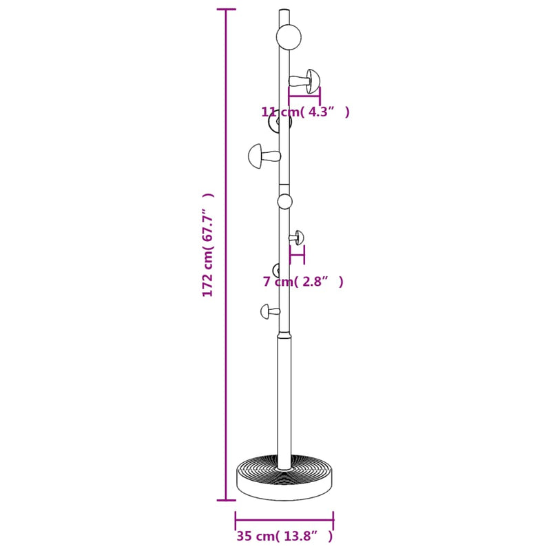 Cuier de haine, alb, 172 cm, fier vopsit electrostatic