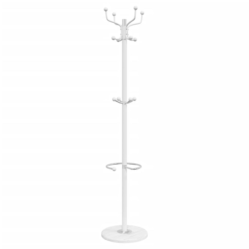 Cuier cu suport umbrelă, alb, 180 cm, fier vopsit electrostatic